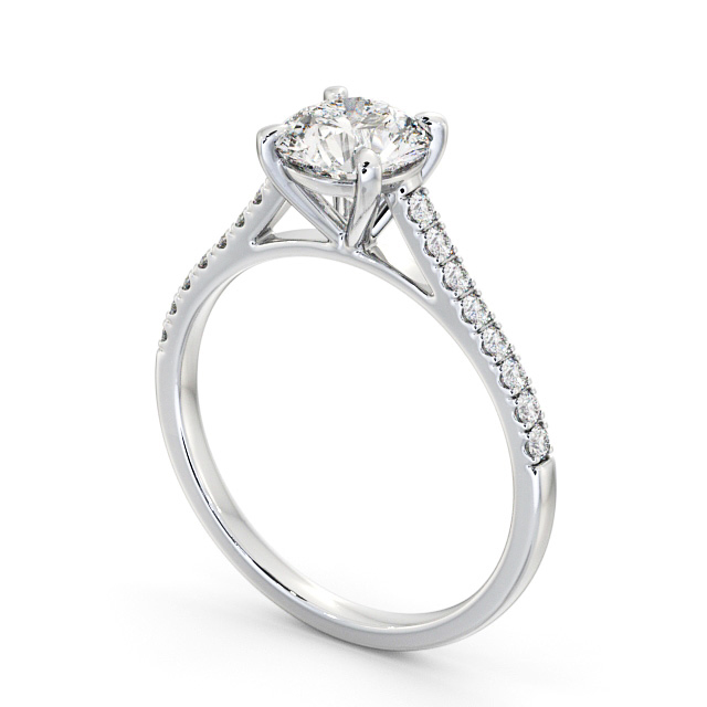 Round Diamond Engagement Ring Platinum Solitaire With Side Stones - Athena ENRD113S_WG_SIDE