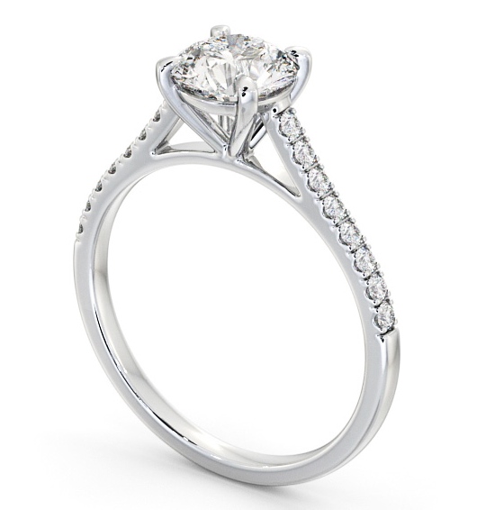 Round Diamond Classic Style Engagement Ring 18K White Gold Solitaire with Channel Set Side Stones ENRD113S_WG_THUMB1