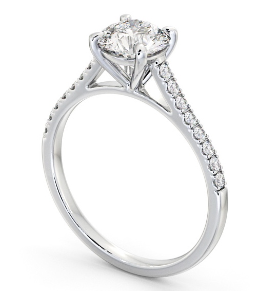 Round Diamond Classic Style Engagement Ring 9K White Gold Solitaire with Channel Set Side Stones ENRD113S_WG_THUMB1 