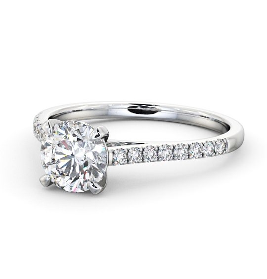  Round Diamond Engagement Ring Platinum Solitaire With Side Stones - Athena ENRD113S_WG_THUMB2 