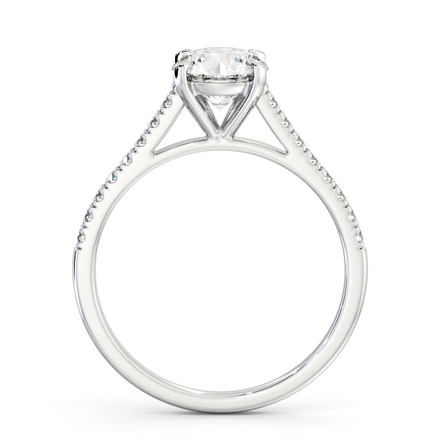 Round Diamond Engagement Ring Palladium Solitaire With Side Stones - Athena ENRD113S_WG_UP