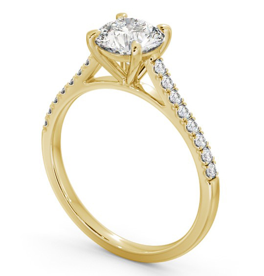 Round Diamond Classic Style Engagement Ring 18K Yellow Gold Solitaire with Channel Set Side Stones ENRD113S_YG_THUMB1