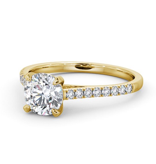  Round Diamond Engagement Ring 9K Yellow Gold Solitaire With Side Stones - Athena ENRD113S_YG_THUMB2 