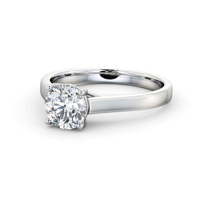 Round Diamond Engagement Ring 18K White Gold Solitaire - Portia ENRD114_WG_FLAT