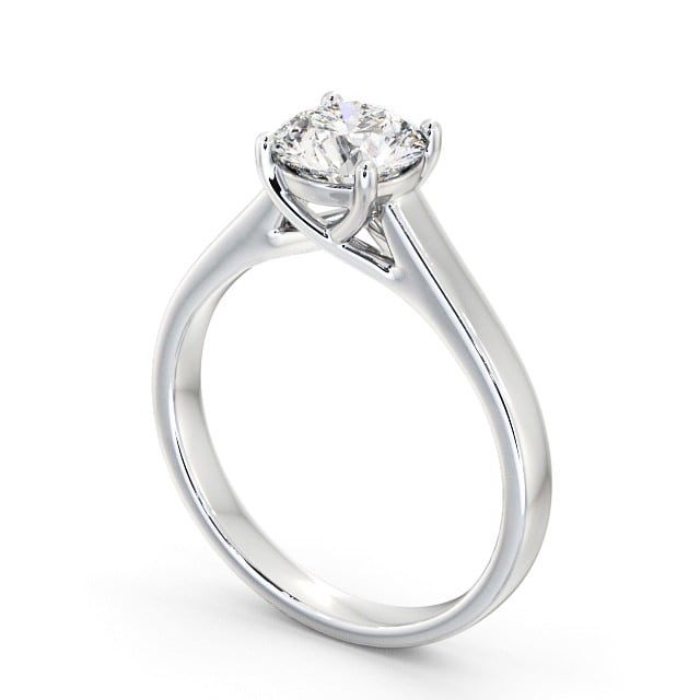 Round Diamond Engagement Ring 9K White Gold Solitaire - Portia ENRD114_WG_SIDE