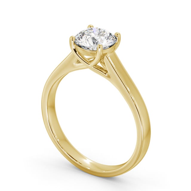 Round Diamond Engagement Ring 18K Yellow Gold Solitaire - Portia ENRD114_YG_SIDE