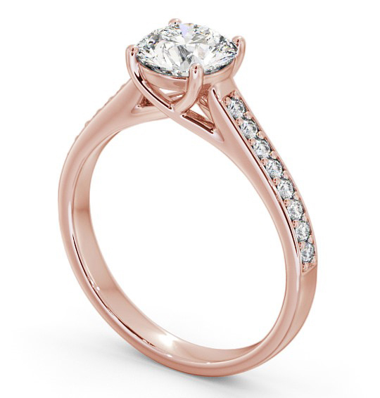 Round Diamond Trellis Design Engagement Ring 18K Rose Gold Solitaire with Channel Set Side Stones ENRD114S_RG_THUMB1