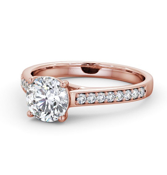  Round Diamond Engagement Ring 18K Rose Gold Solitaire With Side Stones - Lewes ENRD114S_RG_THUMB2 