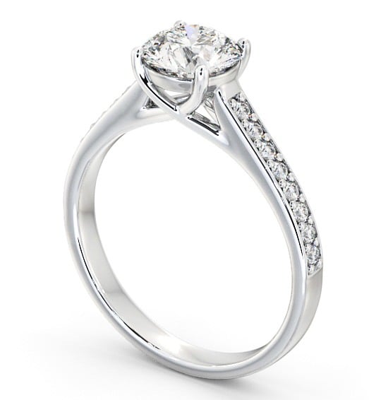 Round Diamond Trellis Design Engagement Ring 9K White Gold Solitaire with Channel Set Side Stones ENRD114S_WG_THUMB1 