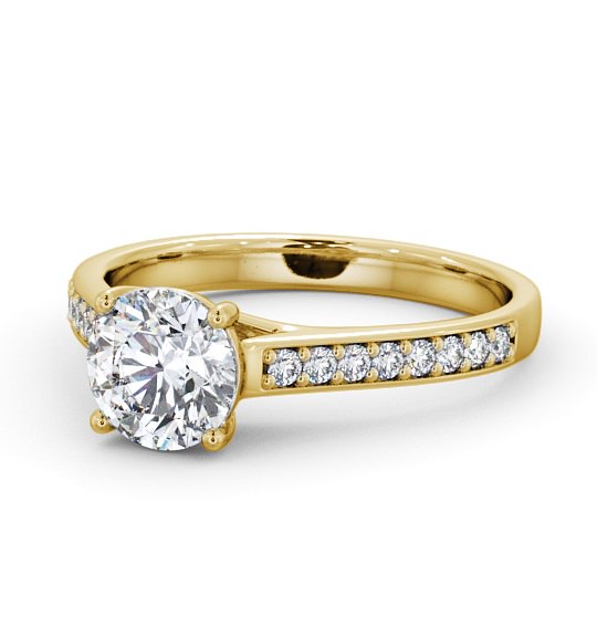 Round Diamond Engagement Ring 18K Yellow Gold Solitaire With Side Stones - Lewes ENRD114S_YG_THUMB2 
