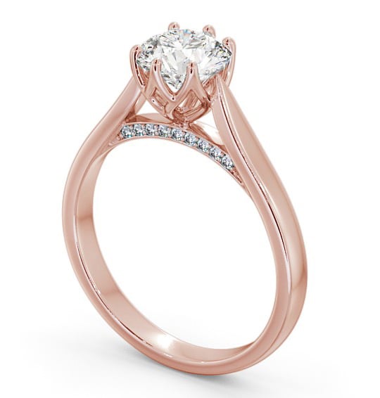 Round Diamond with Diamond Set Rail Engagement Ring 9K Rose Gold Solitaire ENRD116_RG_THUMB1