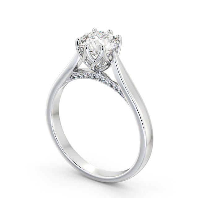 Round Diamond Engagement Ring 9K White Gold Solitaire - Lelia ENRD116_WG_SIDE