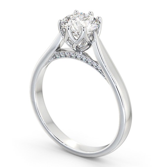 Round Diamond Engagement Ring 18K White Gold Solitaire - Lelia ENRD116_WG_THUMB1