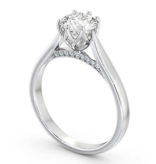 Round Diamond with Diamond Set Rail Engagement Ring Platinum Solitaire ENRD116_WG_THUMB1