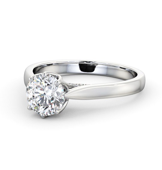 Round Diamond with Diamond Set Rail Engagement Ring 18K White Gold Solitaire ENRD116_WG_THUMB2 