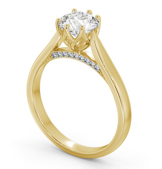 Round Diamond with Diamond Set Rail Engagement Ring 9K Yellow Gold Solitaire ENRD116_YG_THUMB1