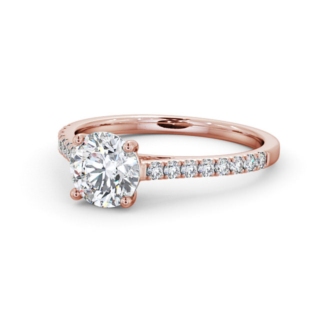 Round Diamond Engagement Ring 18K Rose Gold Solitaire With Side Stones - Camber ENRD118_RG_FLAT