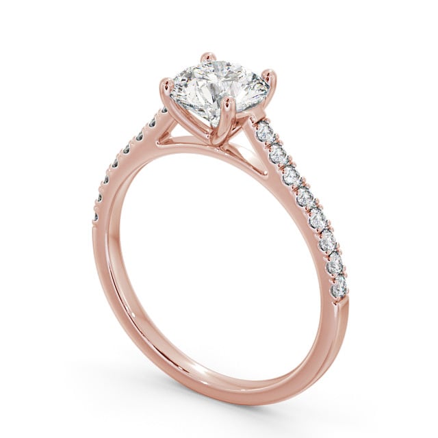 Round Diamond Engagement Ring 18K Rose Gold Solitaire With Side Stones - Camber ENRD118_RG_SIDE