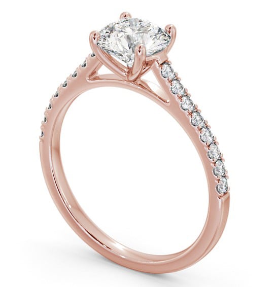 Round Diamond Classic Engagement Ring 18K Rose Gold Solitaire with Channel Set Side Stones ENRD118_RG_THUMB1