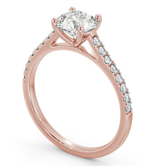 Round Diamond Classic Engagement Ring 18K Rose Gold Solitaire with Channel Set Side Stones ENRD118_RG_THUMB1 