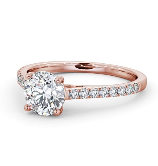 Round Diamond Classic Engagement Ring 18K Rose Gold Solitaire with Channel Set Side Stones ENRD118_RG_THUMB2 