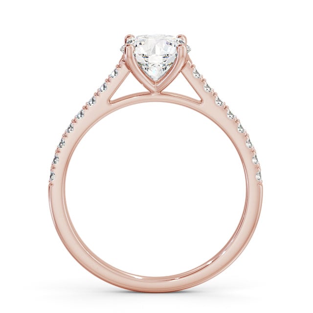 Round Diamond Engagement Ring 18K Rose Gold Solitaire With Side Stones - Camber ENRD118_RG_UP