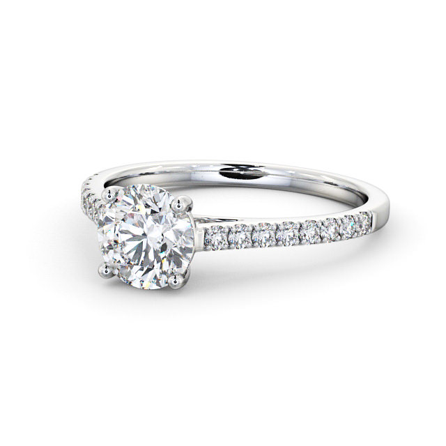 Round Diamond Engagement Ring Palladium Solitaire With Side Stones - Camber ENRD118_WG_FLAT
