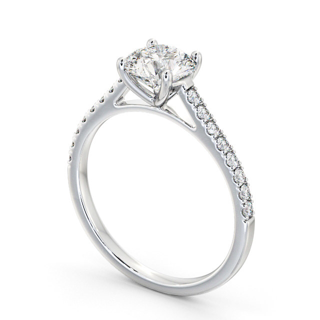 Round Diamond Engagement Ring Platinum Solitaire With Side Stones - Camber ENRD118_WG_SIDE