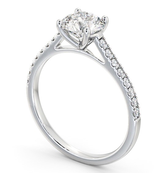 Round Diamond Classic Engagement Ring Platinum Solitaire with Channel Set Side Stones ENRD118_WG_THUMB1 