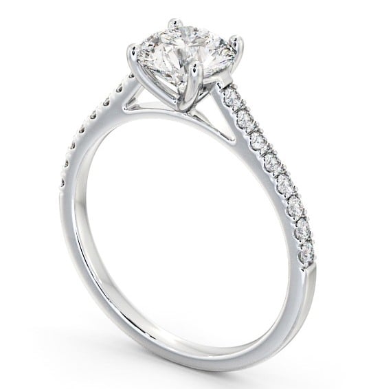 Round Diamond Classic Engagement Ring 18K White Gold Solitaire with Channel Set Side Stones ENRD118_WG_THUMB1 