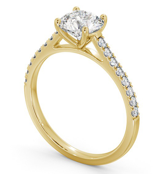 Round Diamond Classic Engagement Ring 18K Yellow Gold Solitaire with Channel Set Side Stones ENRD118_YG_THUMB1