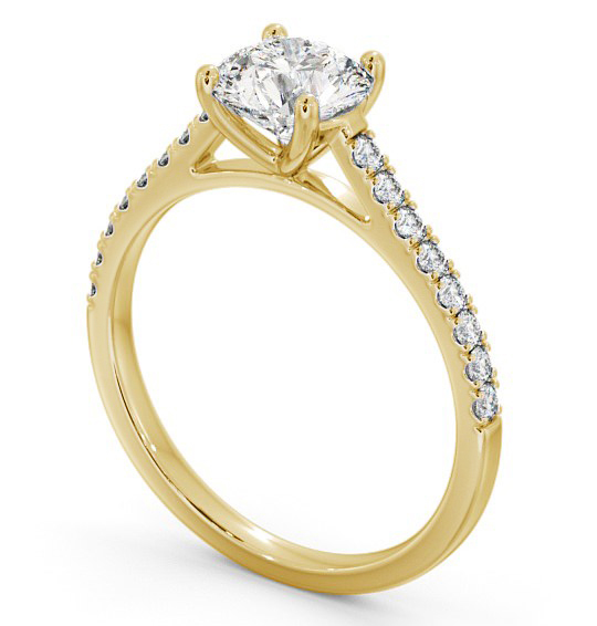 Round Diamond Classic Engagement Ring 18K Yellow Gold Solitaire with Channel Set Side Stones ENRD118_YG_THUMB1 