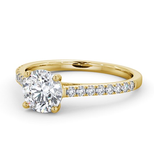 Round Diamond Classic Engagement Ring 18K Yellow Gold Solitaire with Channel Set Side Stones ENRD118_YG_THUMB2 
