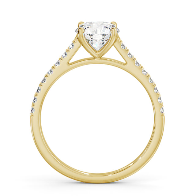 Round Diamond Engagement Ring 9K Yellow Gold Solitaire With Side Stones - Camber ENRD118_YG_UP