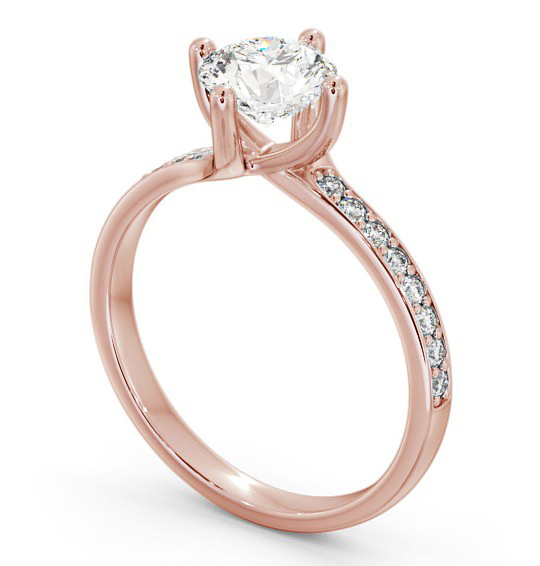  Round Diamond Engagement Ring 18K Rose Gold Solitaire With Side Stones - Roselle ENRD119_RG_THUMB1 