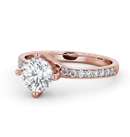  Round Diamond Engagement Ring 18K Rose Gold Solitaire With Side Stones - Roselle ENRD119_RG_THUMB2 