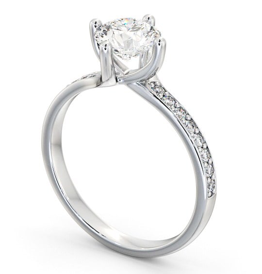Round Diamond Sweeping Prongs Engagement Ring Platinum Solitaire with Channel Set Side Stones ENRD119_WG_THUMB1