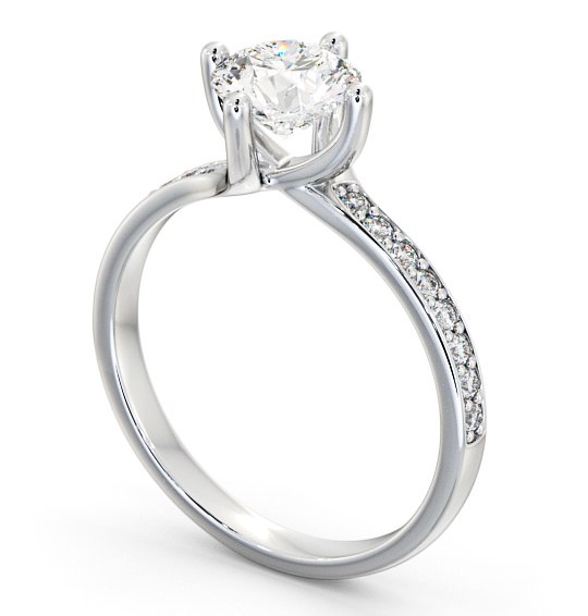 Round Diamond Sweeping Prongs Engagement Ring 18K White Gold Solitaire with Channel Set Side Stones ENRD119_WG_THUMB1 