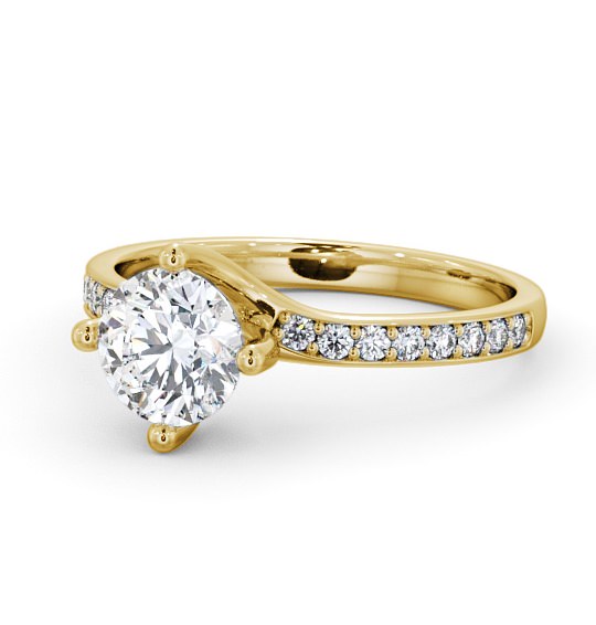  Round Diamond Engagement Ring 18K Yellow Gold Solitaire With Side Stones - Roselle ENRD119_YG_THUMB2 