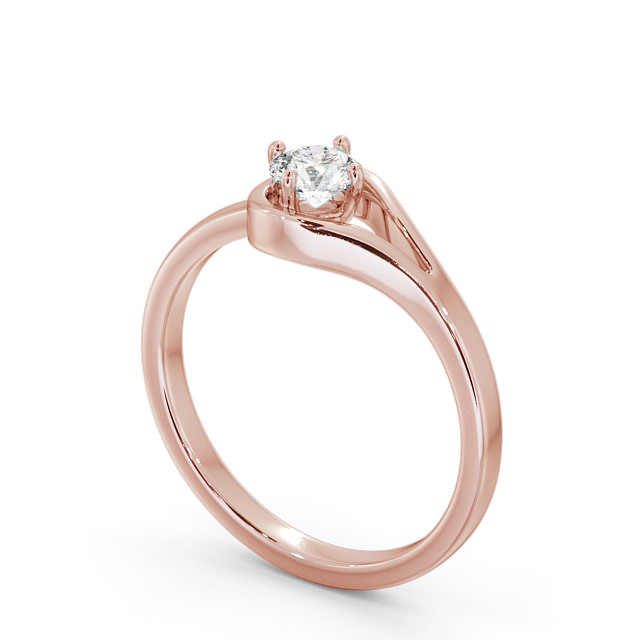 Round Diamond Engagement Ring 9K Rose Gold Solitaire - Lotus ENRD121_RG_SIDE