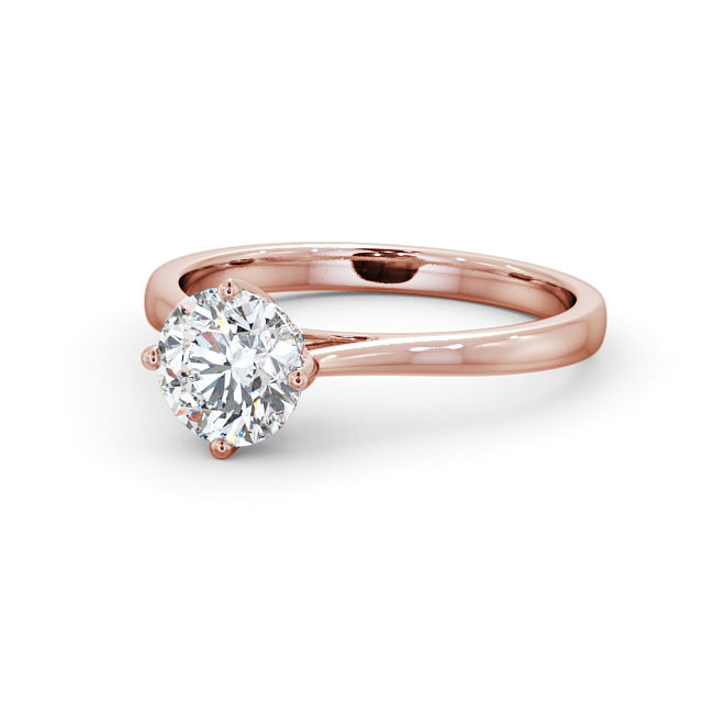 Round Diamond Engagement Ring 18K Rose Gold Solitaire - Estelle ENRD122_RG_FLAT