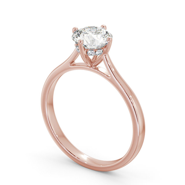 Round Diamond Engagement Ring 18K Rose Gold Solitaire - Estelle ENRD122_RG_SIDE