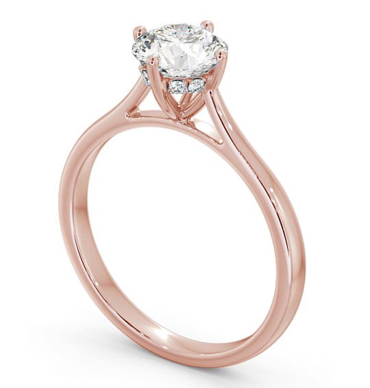 Round Diamond with Diamond Set Rail Engagement Ring 18K Rose Gold Solitaire ENRD122_RG_THUMB1 