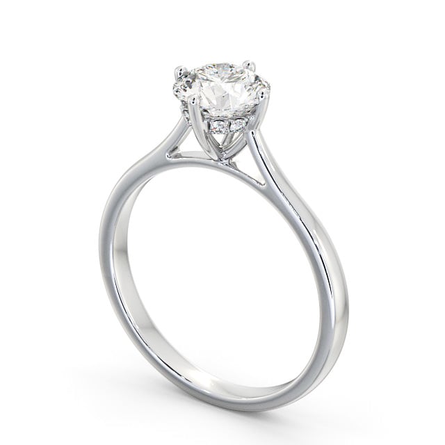 Round Diamond Engagement Ring Platinum Solitaire - Estelle ENRD122_WG_SIDE