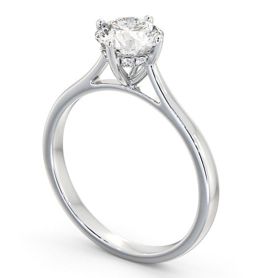 Round Diamond with Diamond Set Rail Engagement Ring 9K White Gold Solitaire ENRD122_WG_THUMB1