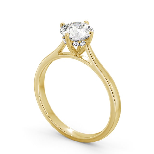 Round Diamond Engagement Ring 9K Yellow Gold Solitaire - Estelle ENRD122_YG_SIDE