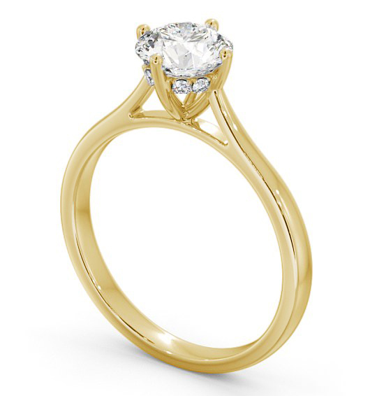 Round Diamond with Diamond Set Rail Engagement Ring 18K Yellow Gold Solitaire ENRD122_YG_THUMB1