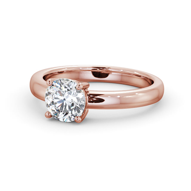 Round Diamond Engagement Ring 9K Rose Gold Solitaire - Maura ENRD124_RG_FLAT