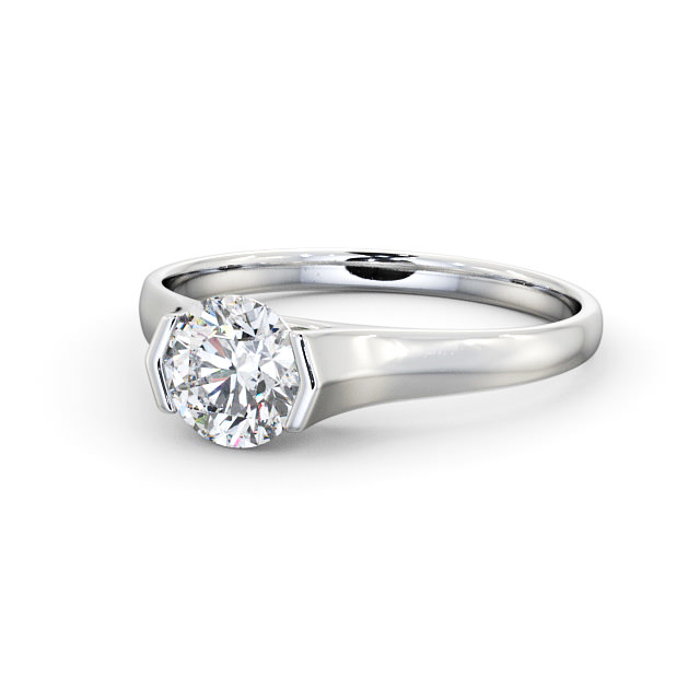 Round Diamond Engagement Ring 18K White Gold Solitaire - Otilia ENRD126_WG_FLAT