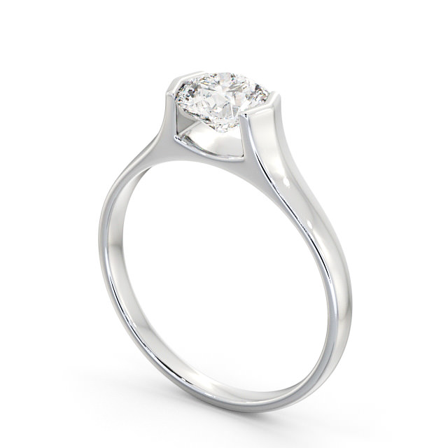 Round Diamond Engagement Ring 18K White Gold Solitaire - Otilia ENRD126_WG_SIDE